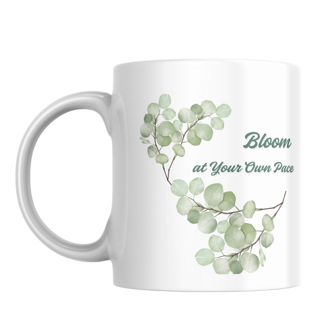 “Bloom at Your Own Pace” Botanical Mug