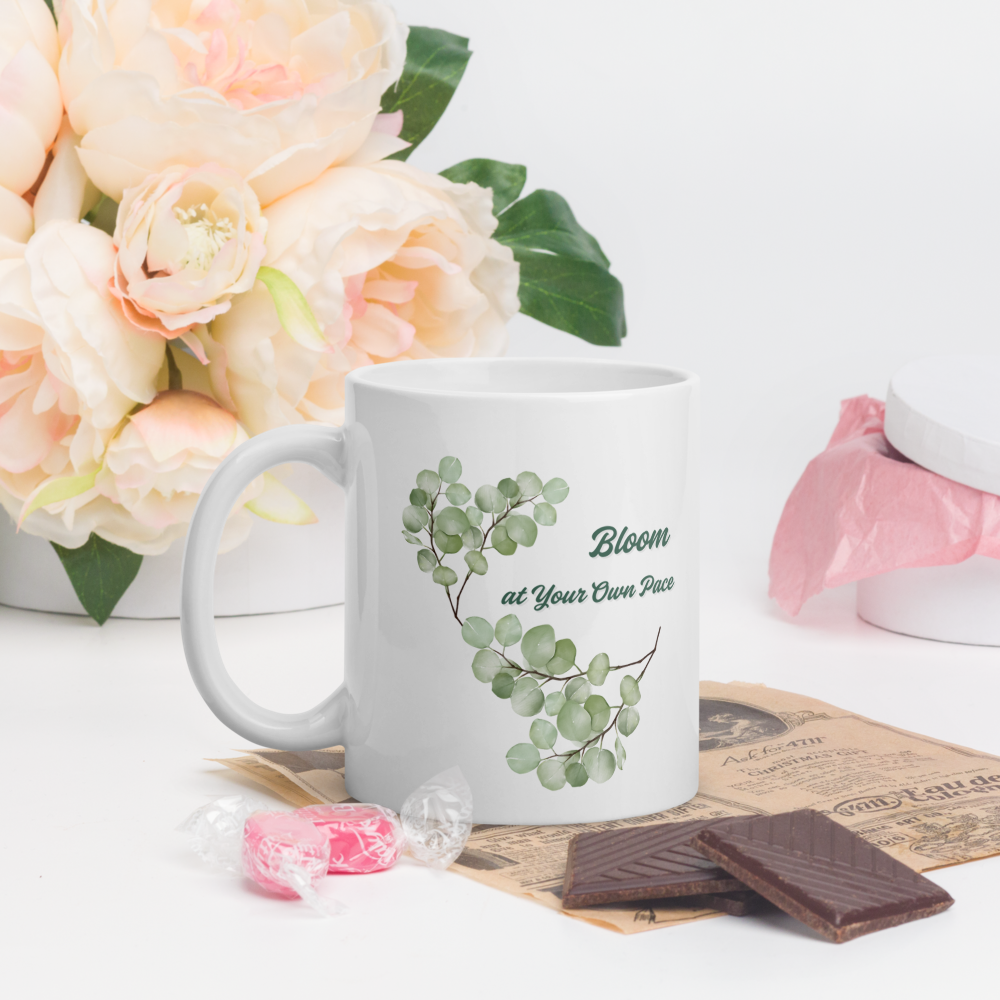 “Bloom at Your Own Pace” Botanical Mug