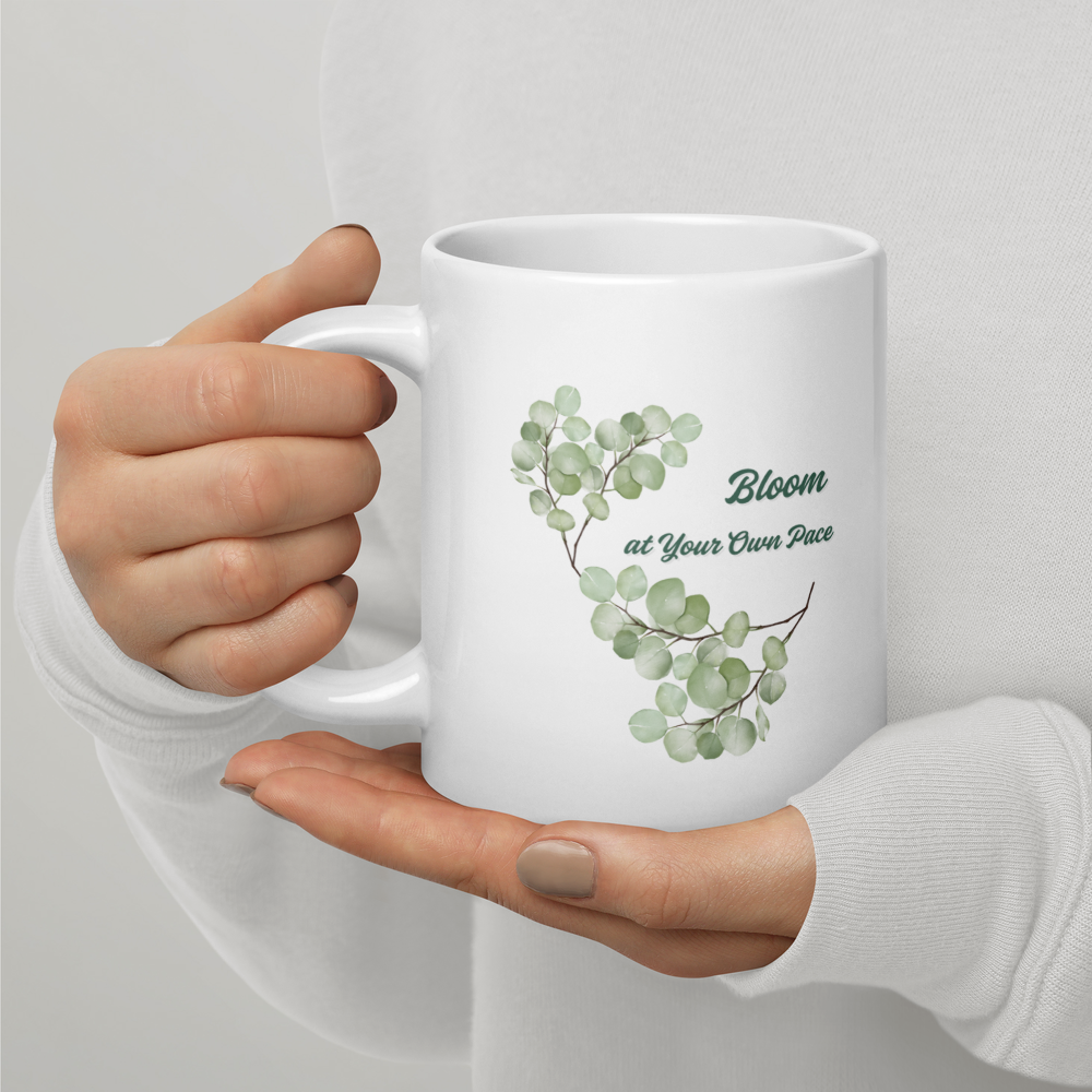 “Bloom at Your Own Pace” Botanical Mug